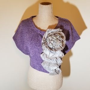 Moth purple cropped short sleeve knit cardigan